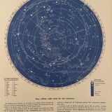 Lithographie ancienne carte du ciel nocturne de 1951 (grand format)