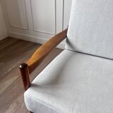 Fauteuil scandinave tissu blanc