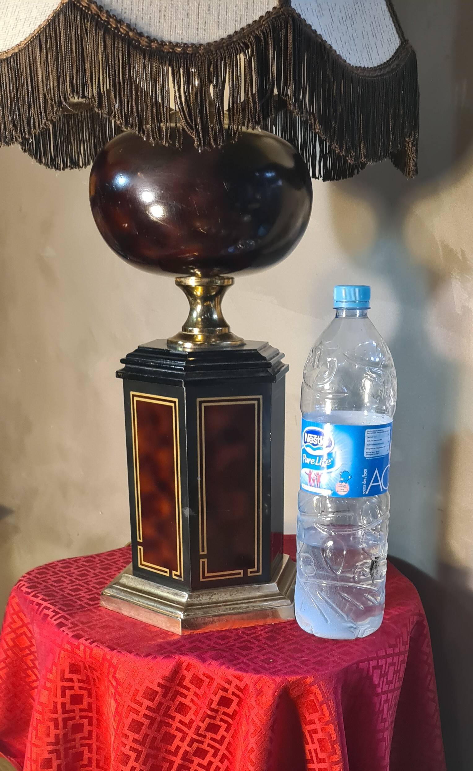 Living room lamp from Maison Dauphin 1970 to 80 cast aluminum, brown lacquered 102x4