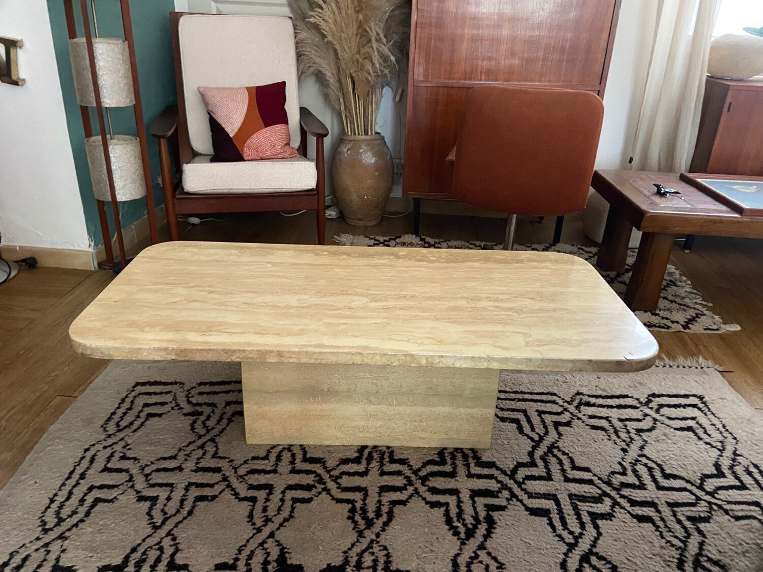Travertine coffee table in the 70s