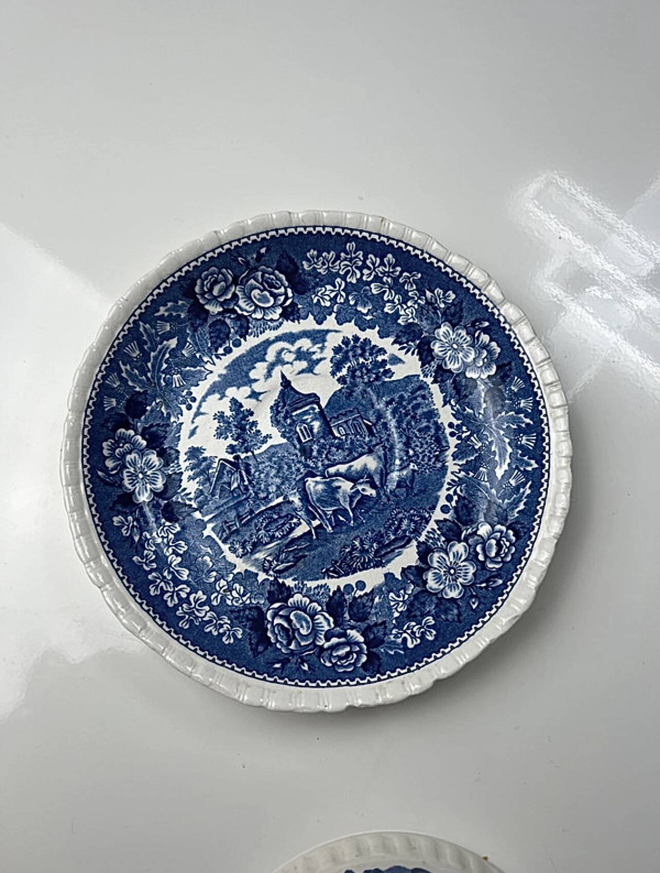 Adams English Scenic dish and bowl with handles
