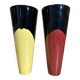 Pair of vases 70s, vintage black, yellow, red, deco pop, space age
