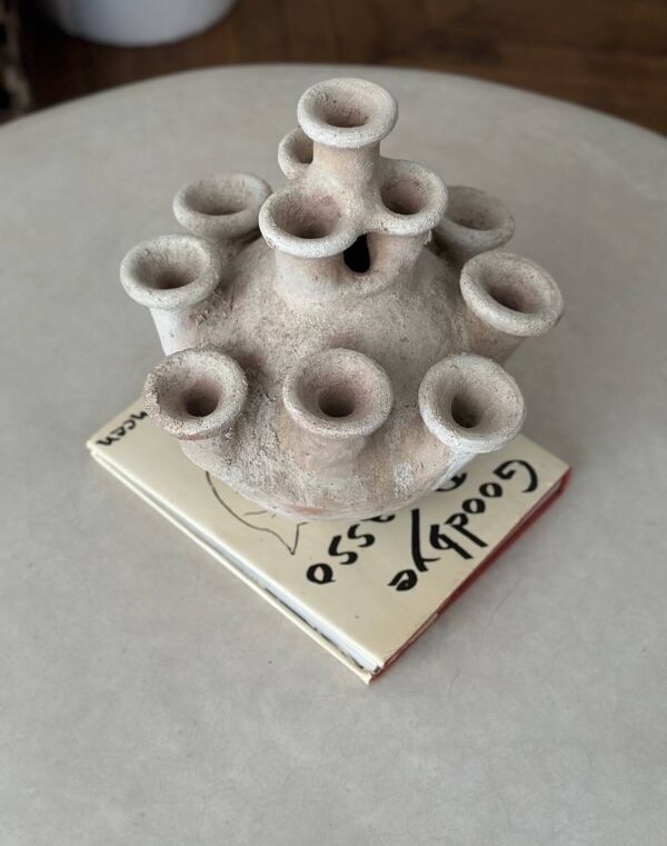 Bougeoir l’anémone centre de table chandelier sculpture céramique artisanale brute minimaliste