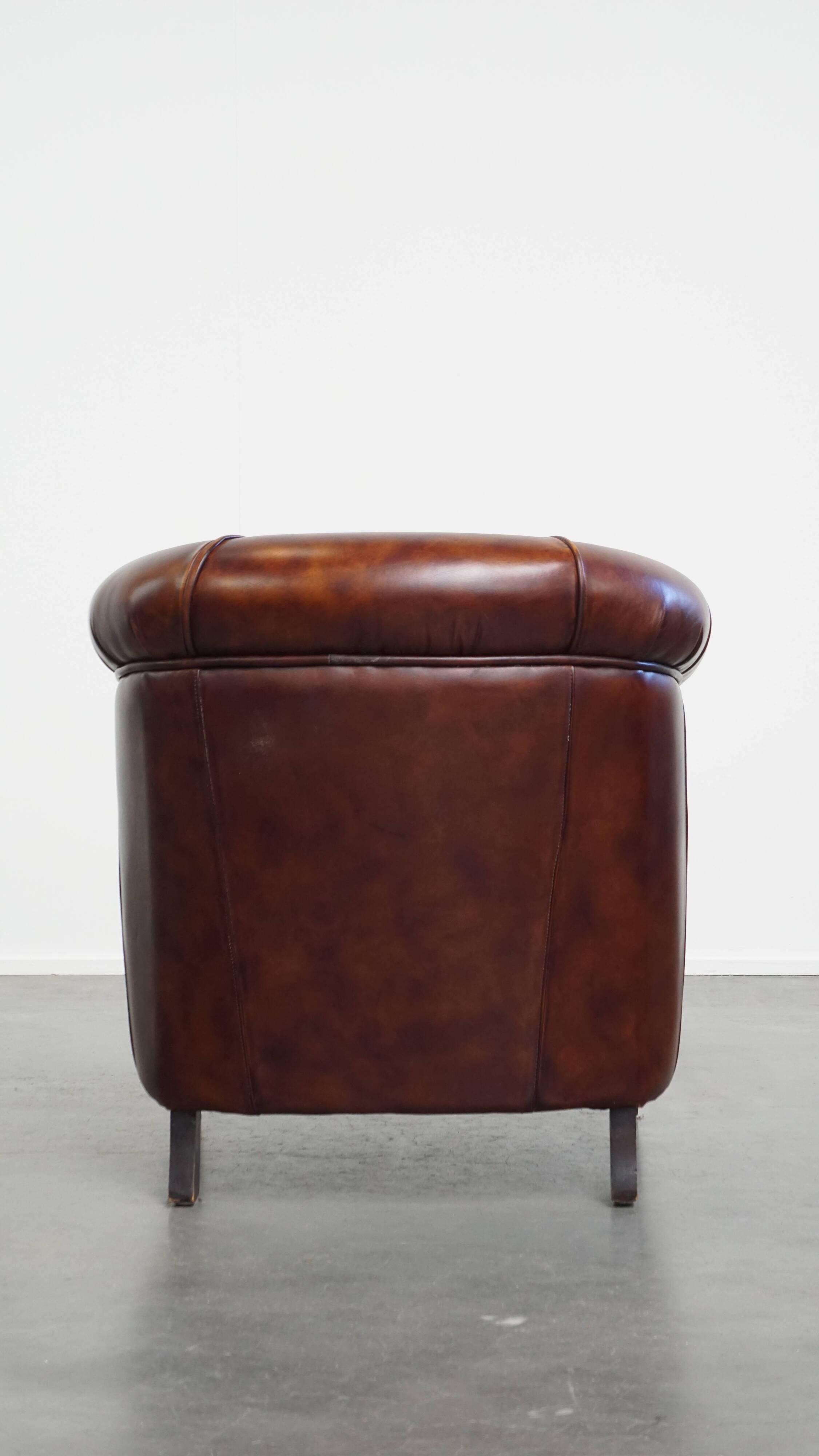 Cowhide Leather Club Chair in English Style