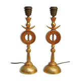 Pair of Gilded Bronze Lamp by Pierre Casenove for Fondica, France