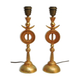 Paire de lampes de en bronze Doré par Pierre Casenove pour Fondica, France