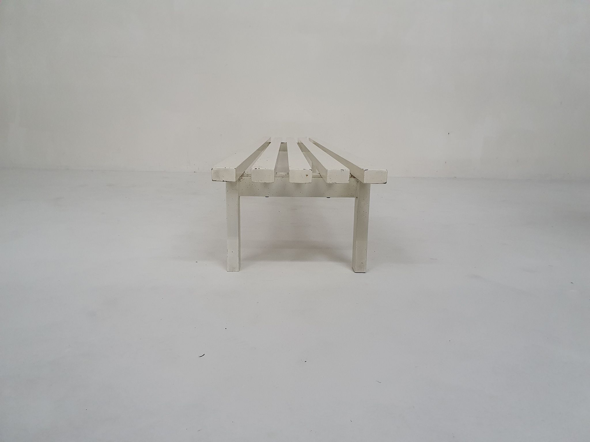 White metal slat bench, The Netherlands 1950's