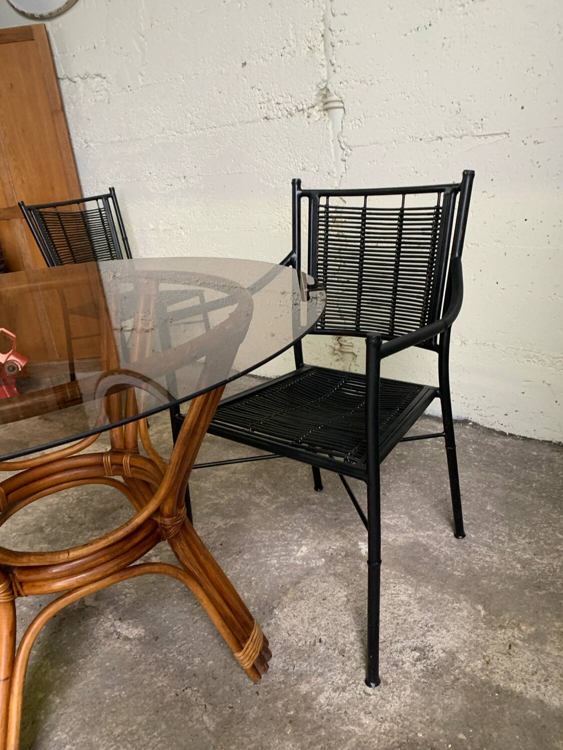 Bamboo metal chair and armchair