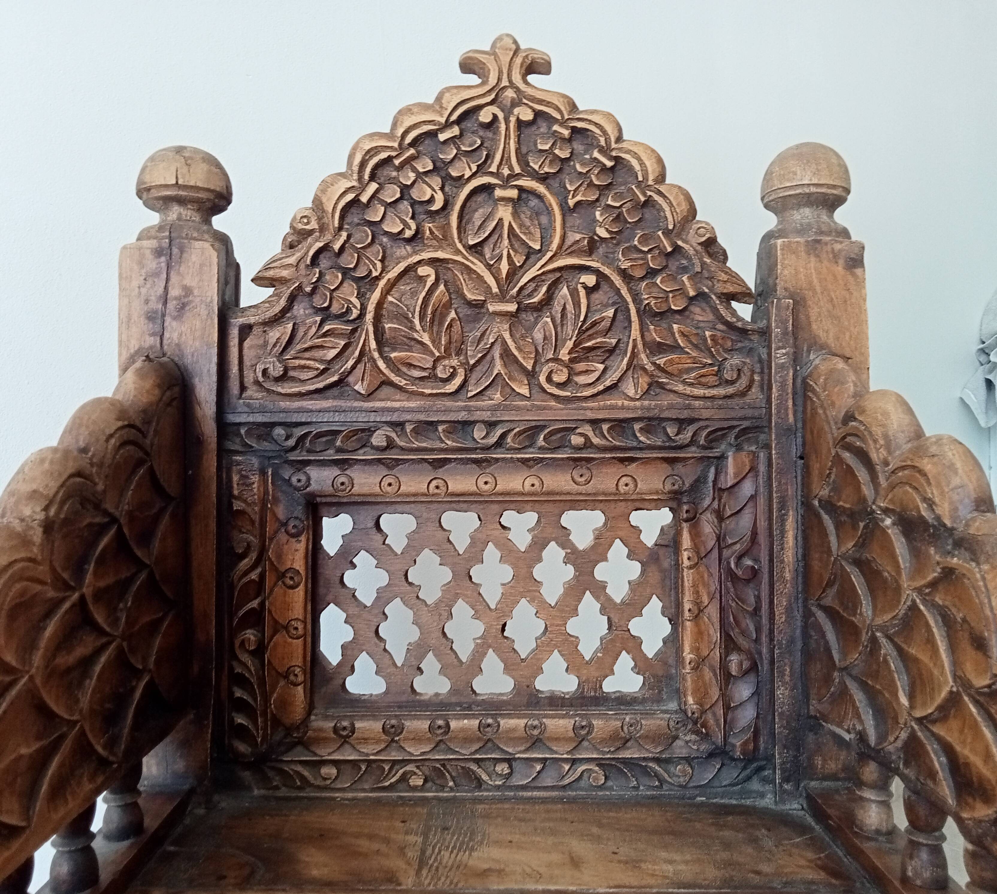 Fauteuil Ancien Pidha Rajasthan XIXeme en Palissandre