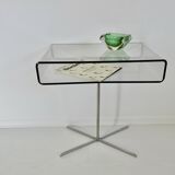 Table, side table, Roche Bobois in plexiglass and chrome metal from the 1980s.
