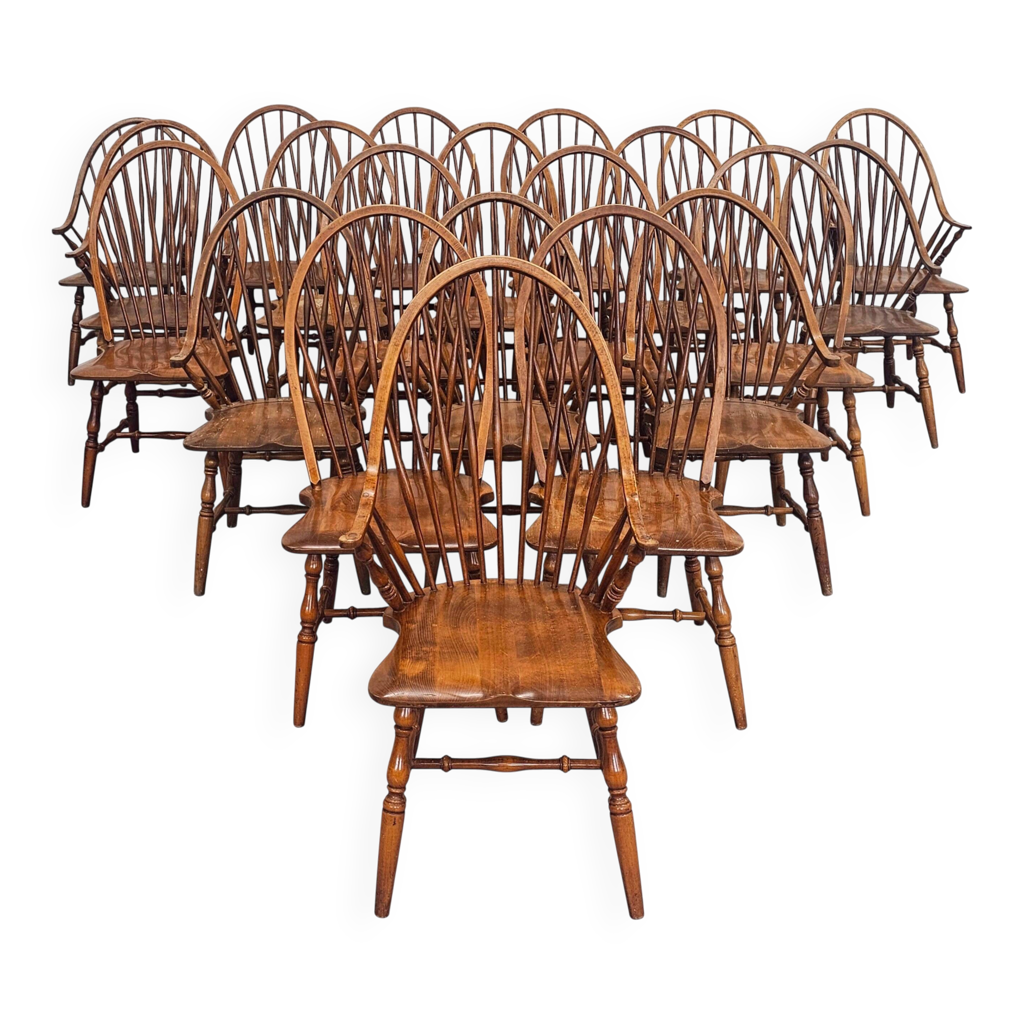 Windsor chair with high spindled back, beech, 1950s.