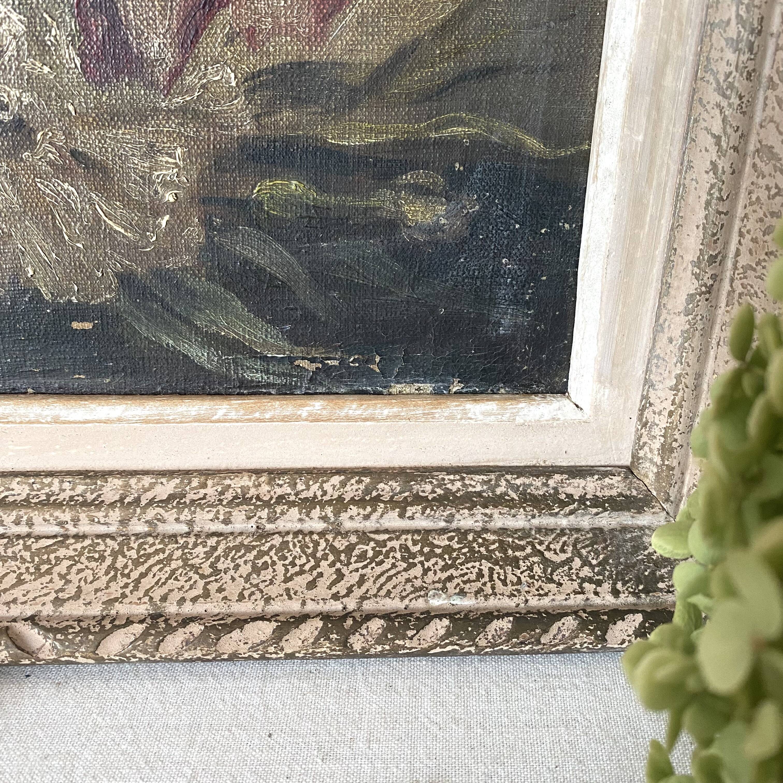 Flower painting, oil on canvas framed