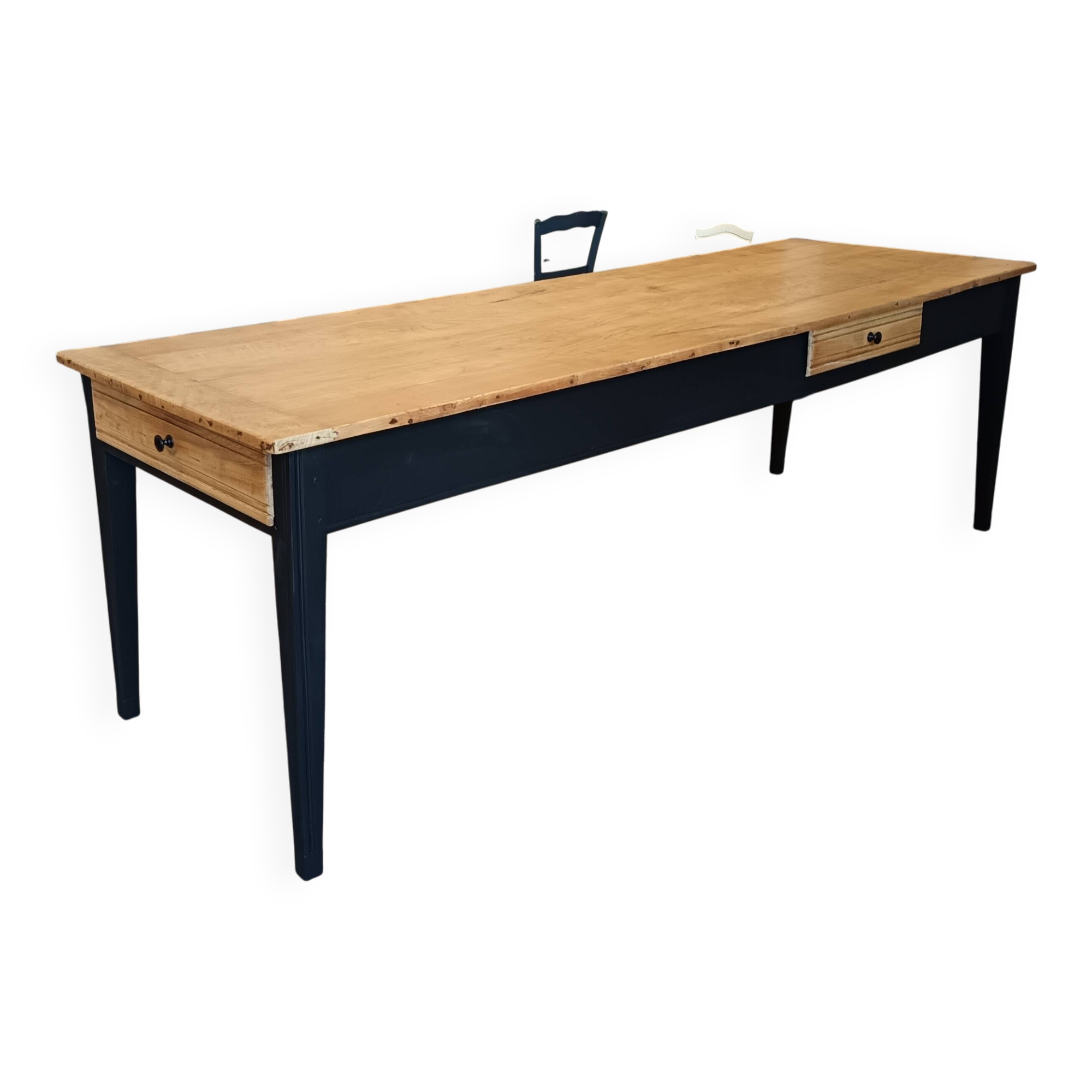 SUPERB RENOVATED FARMHOUSE TABLE 2.50m BLACK/WOOD