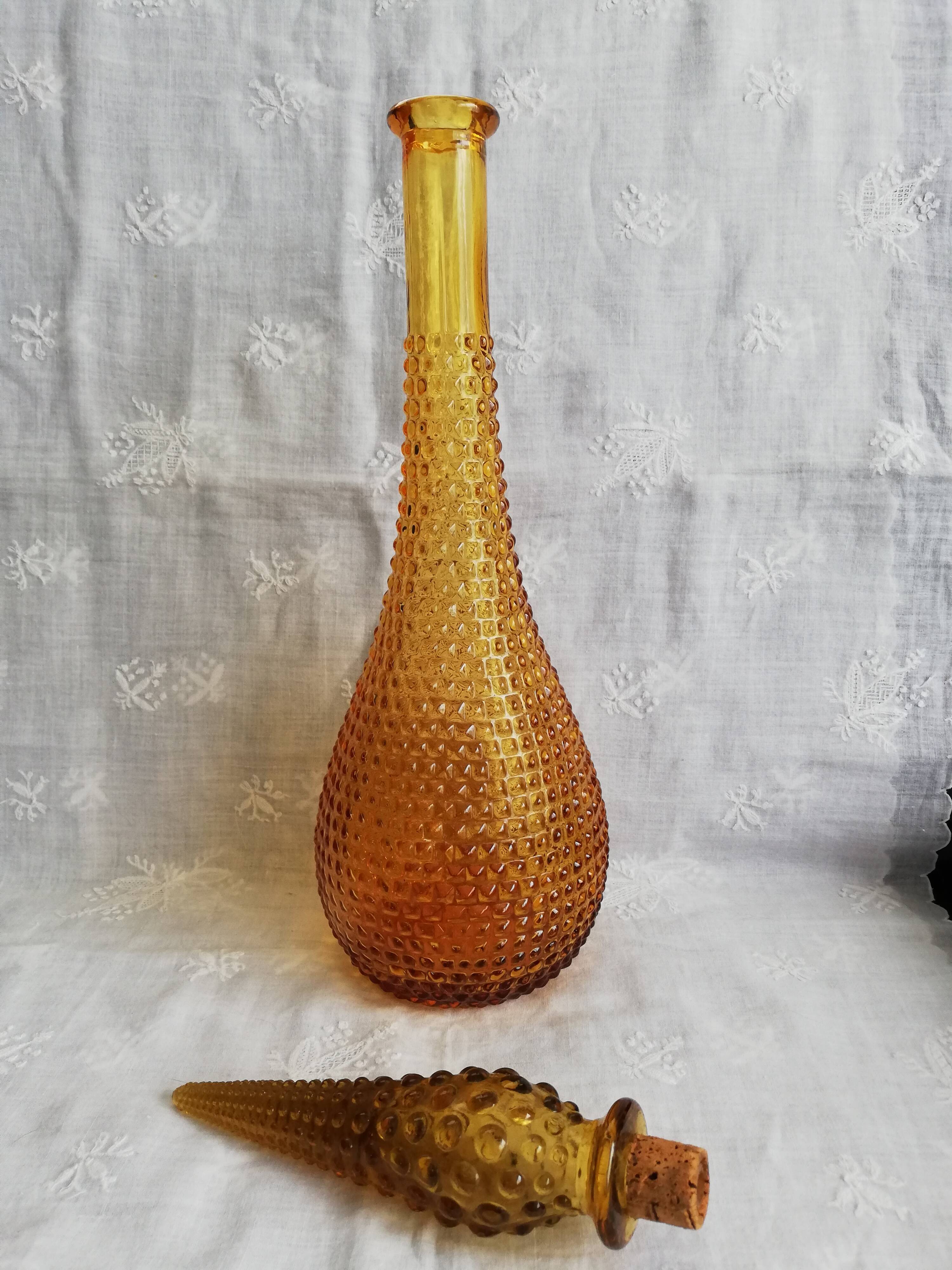 Vintage amber Italian carafe