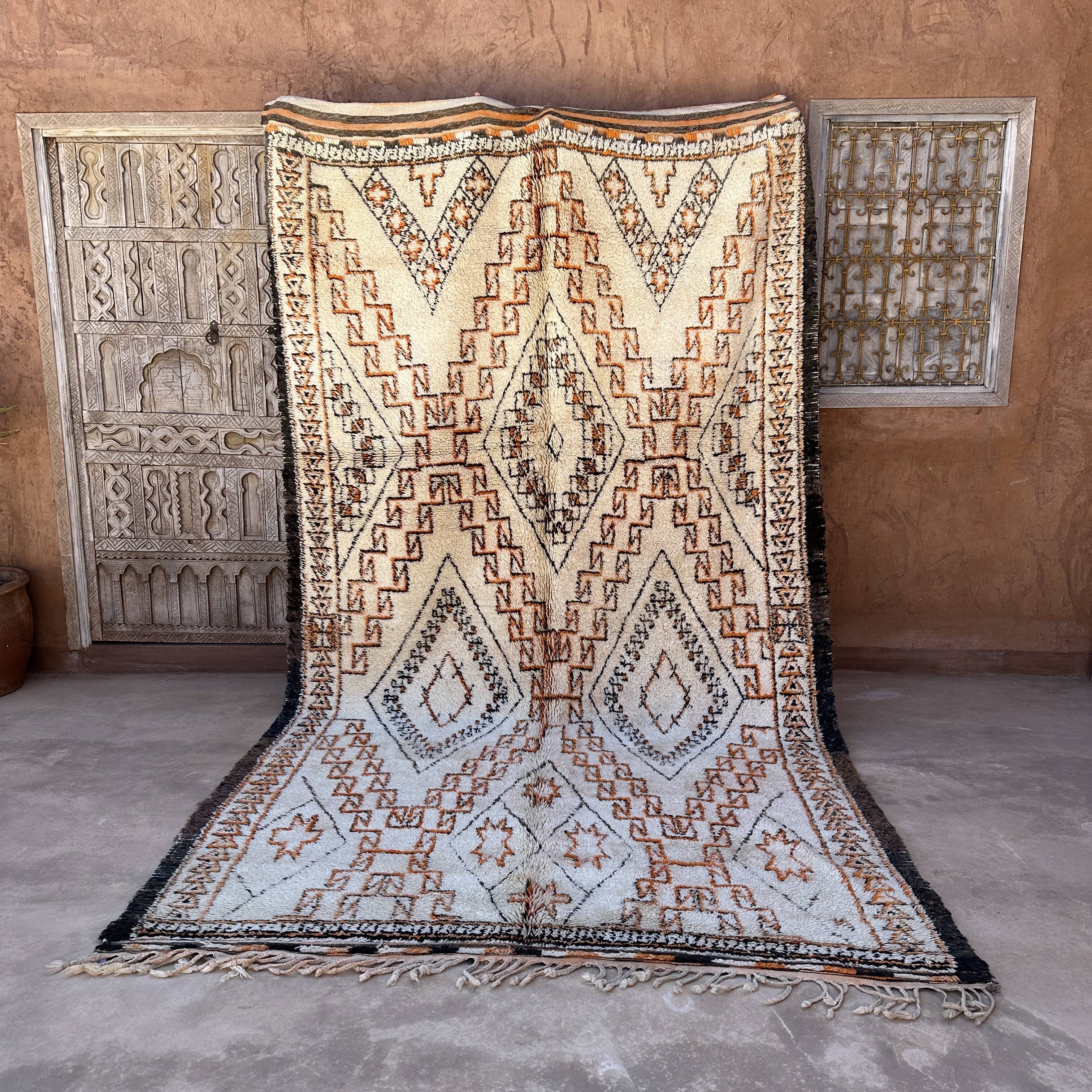 Beni Ourain Moroccan rug white - 190 x 338 cm