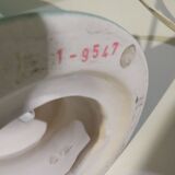 Mint green ceramic table lamp from Porcelaines de Bruxelles in Memphis style. 1980s