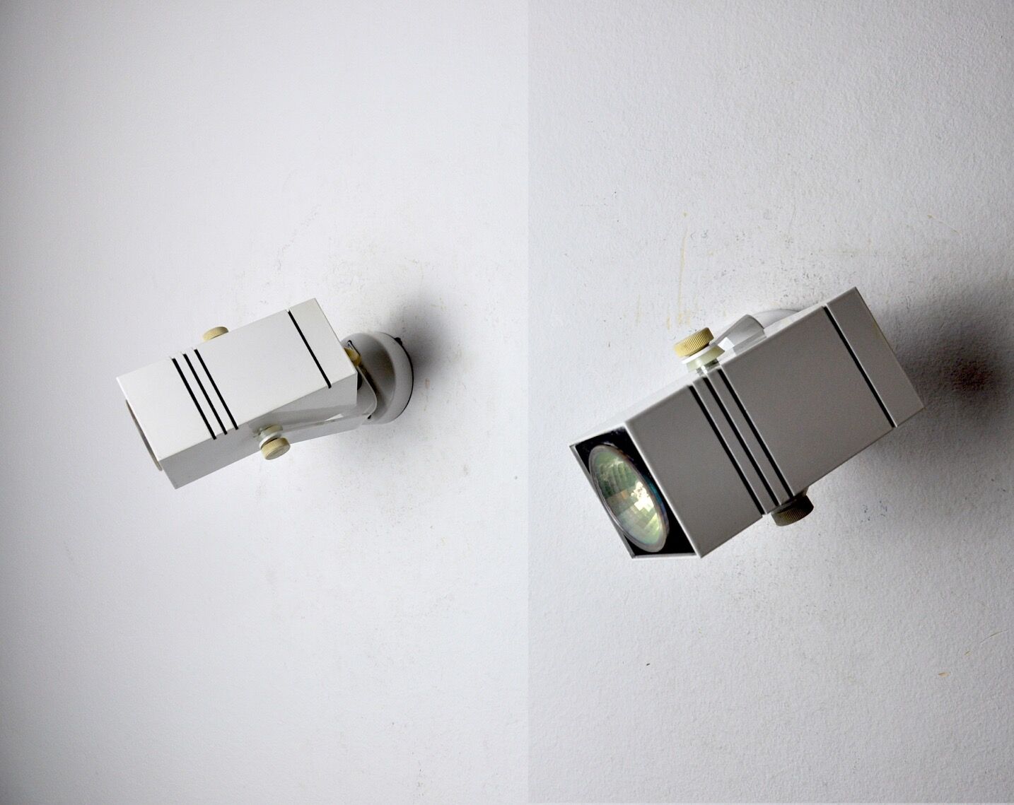 Pair of adjustable Fase wall lamps, Spain, 1980