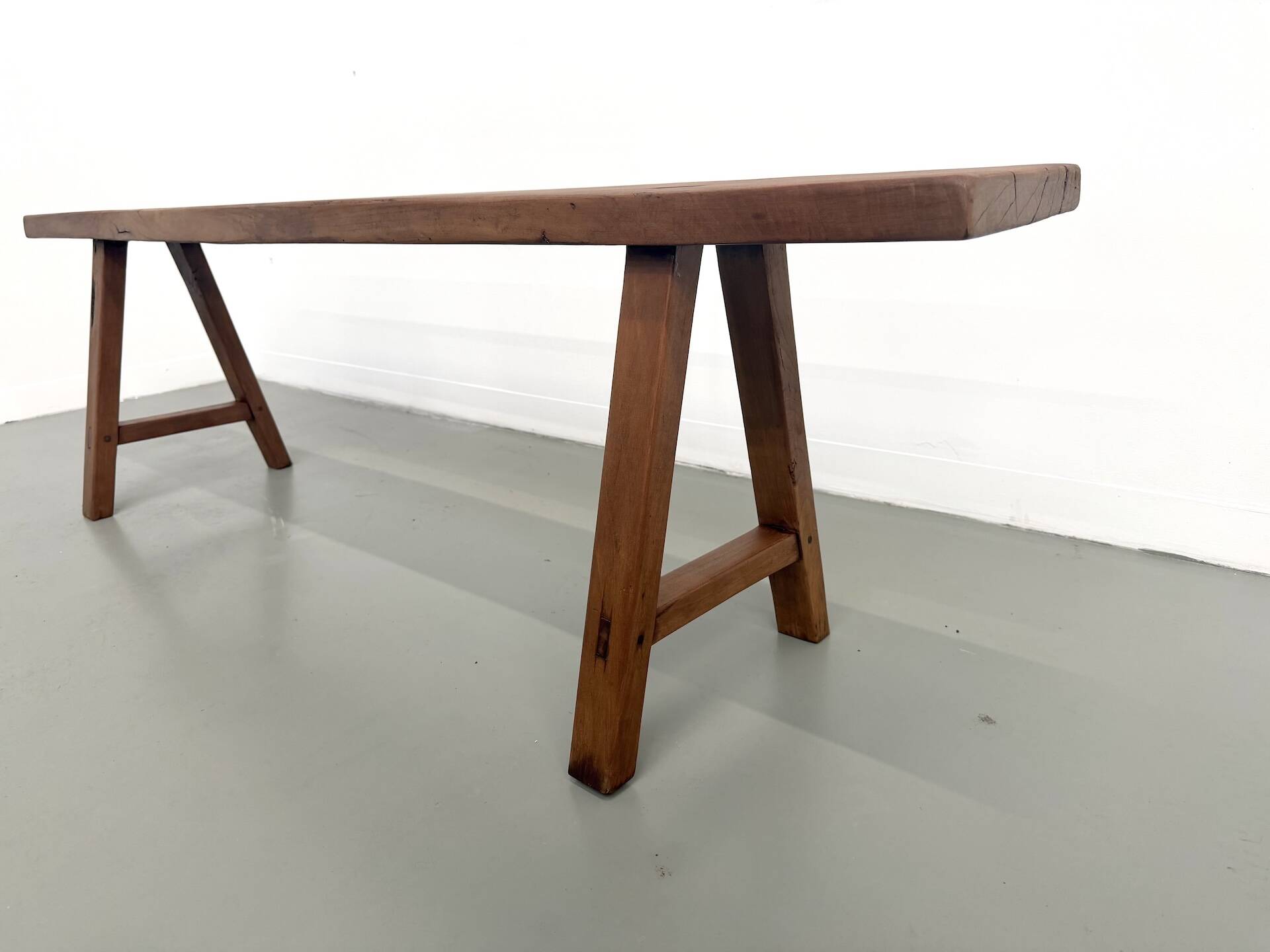 Restored solid walnut bench — 1950s