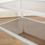 Aluminium coffee table and smoked glasses, France, circa 1980