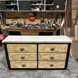 Old workshop furniture with 6 drawers.