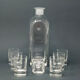 Italian vintage crystal decanter with 6 crystal glasses signed Luigi Bormioli 1970s