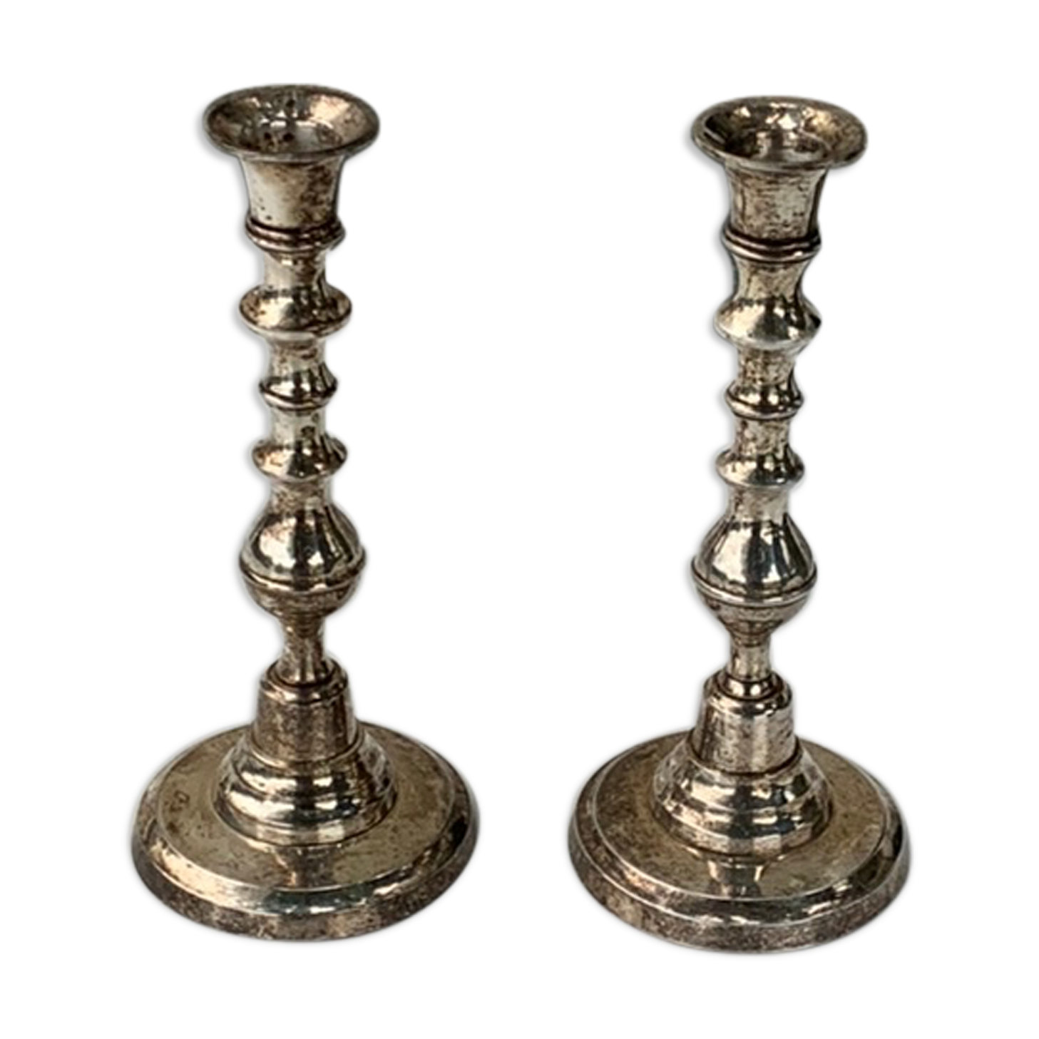Pair of vintage silver metal candlesticks