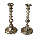 Pair of vintage silver metal candlesticks