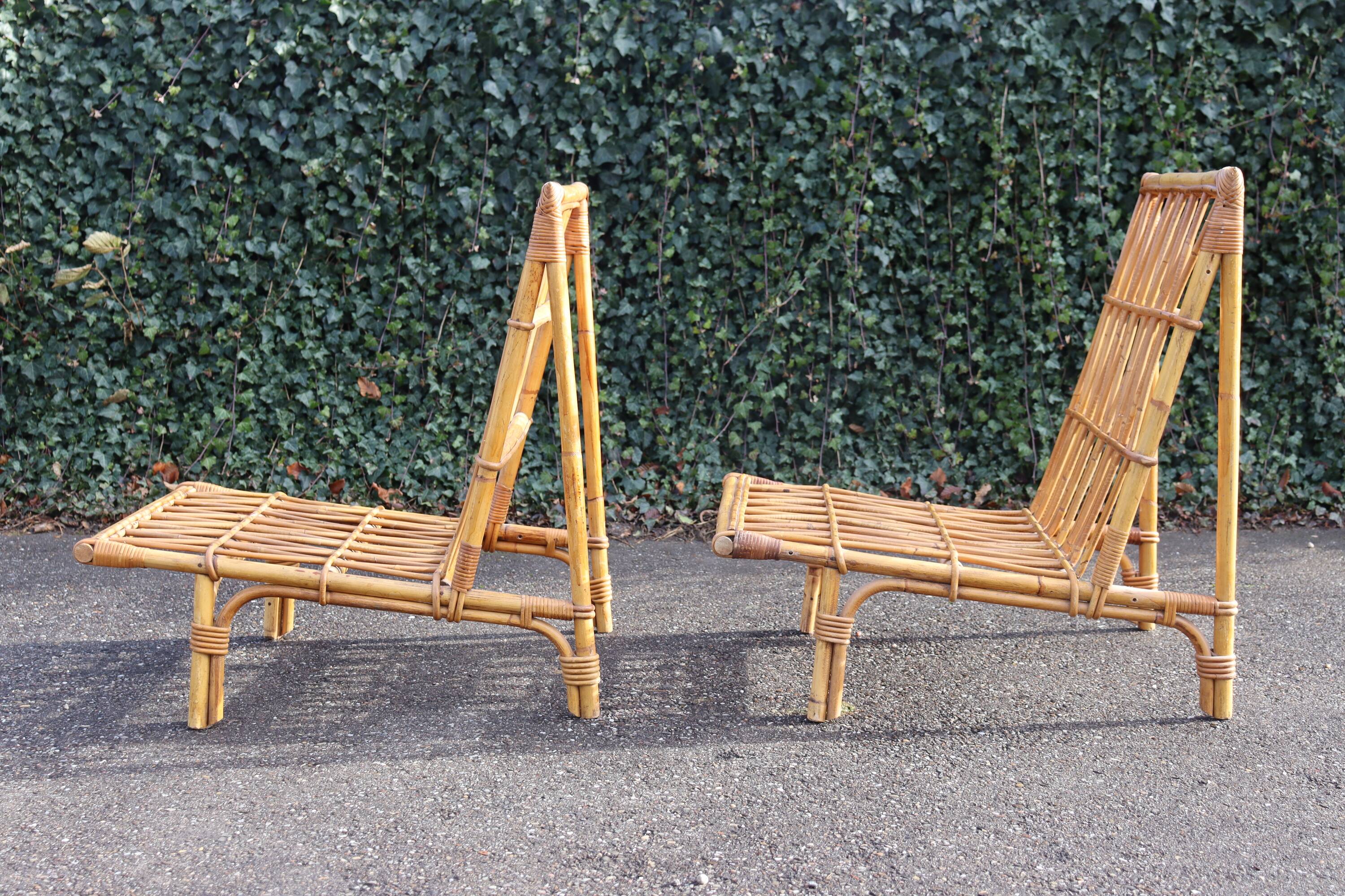 Pair of low armchairs in the Audoux Minet style