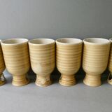 Set of 6 mazagrans and a sandstone pitcher