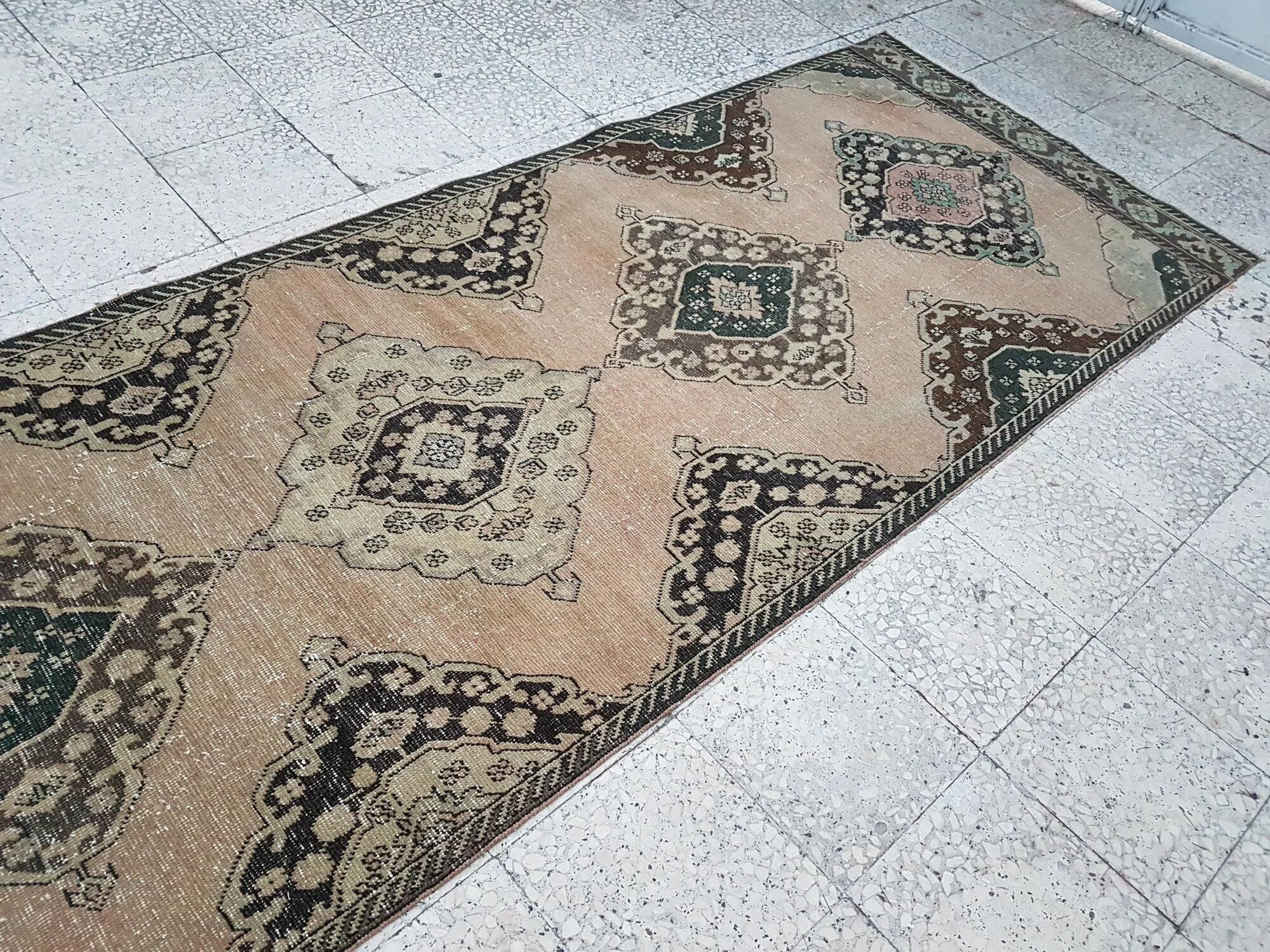 Vintage Turkish hallway rug 113x385 cm