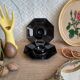 Set of 2 black octagonal egg cups