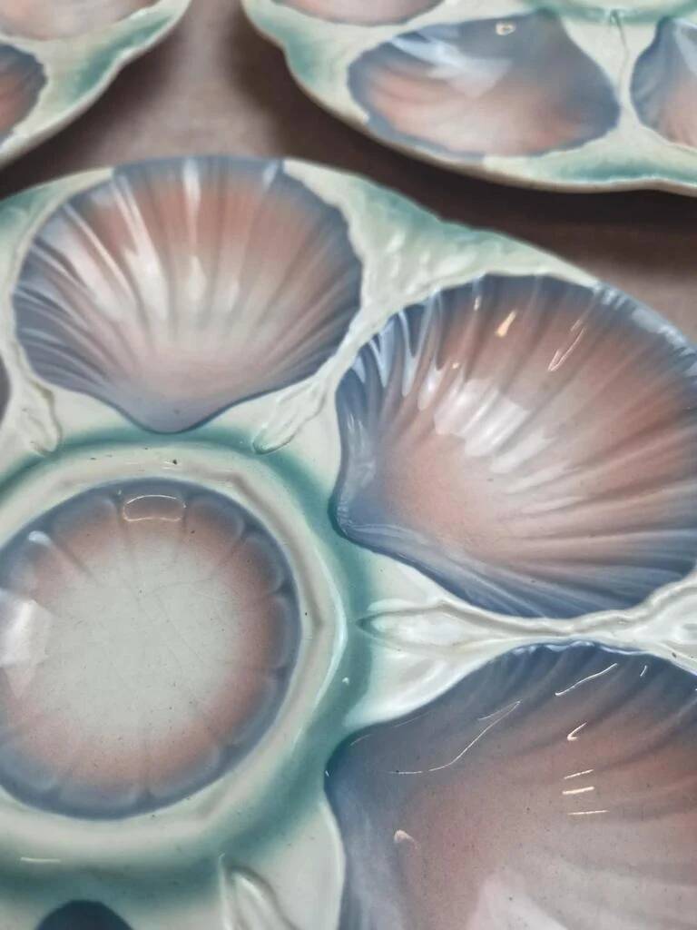 Set of 5 oyster plates Digoin Sarreguemines no. 32 – Antique majolica