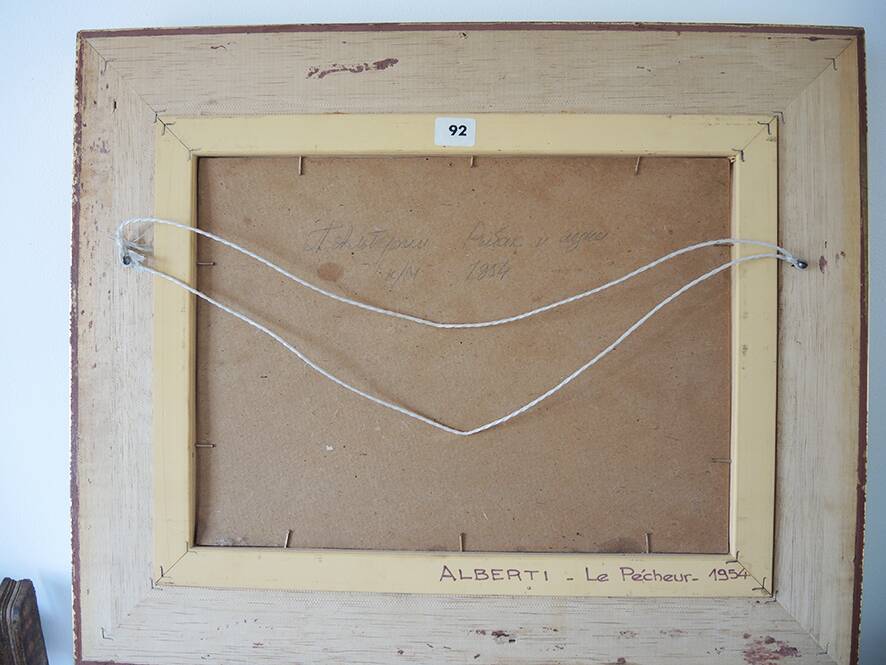 Old Painting Oil on Wood Framed & Signed: The Fisherman