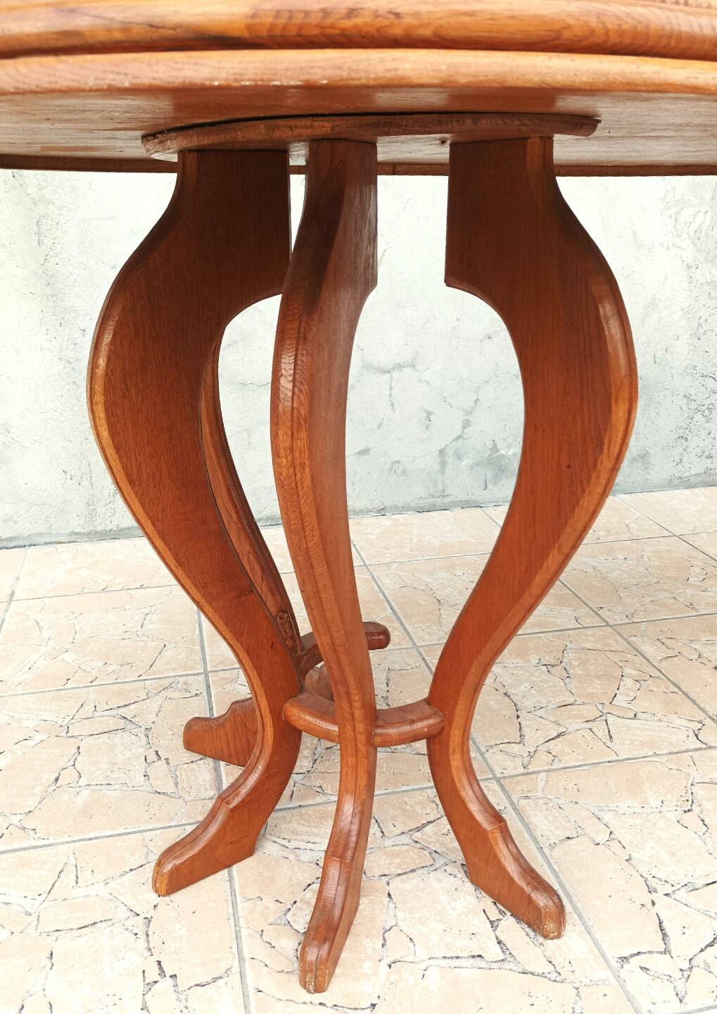 Brutalist table in solid oak