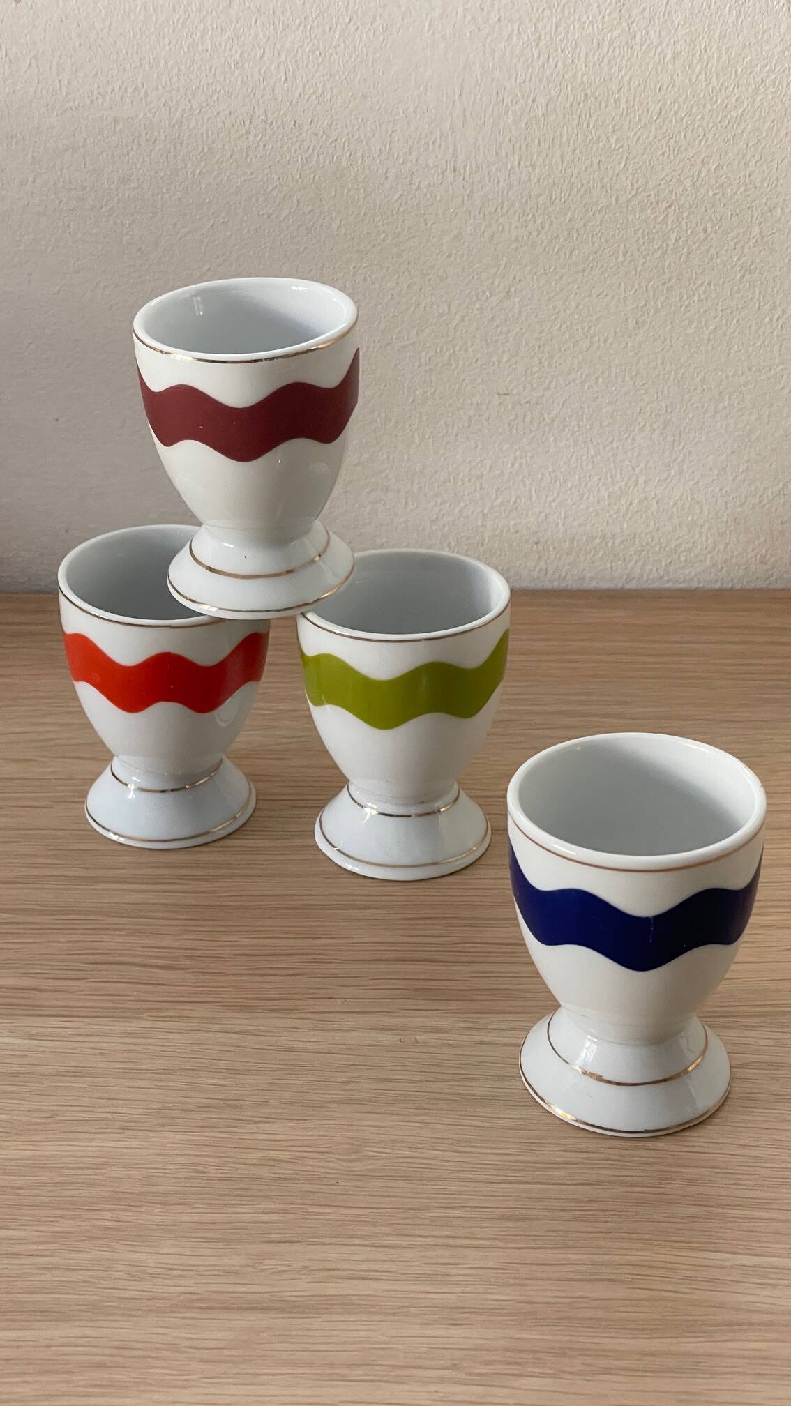 4 vintage porcelain coquetiers