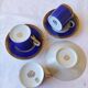 3 royal blue and gold cups and saucers - Royal Limoges porcelain