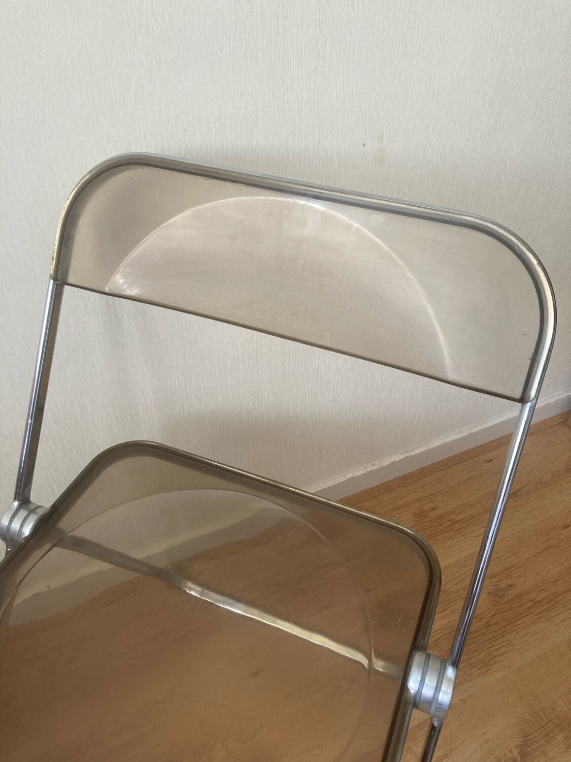 Chair Plia plexi smoked brown by Giancarlo Piretti for Castelli