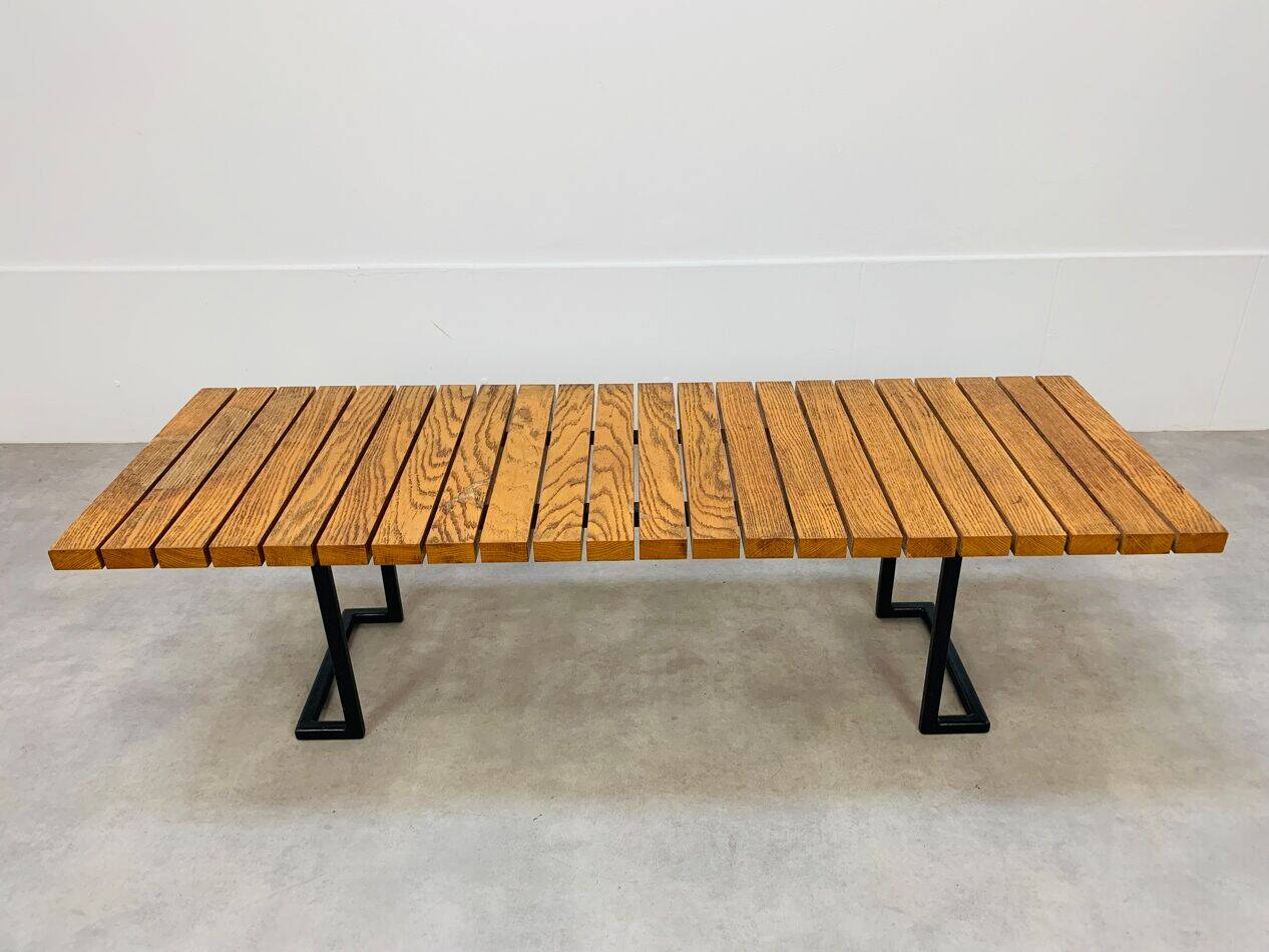 1950s coffee table in the style of Alain Richard, wood and metal.