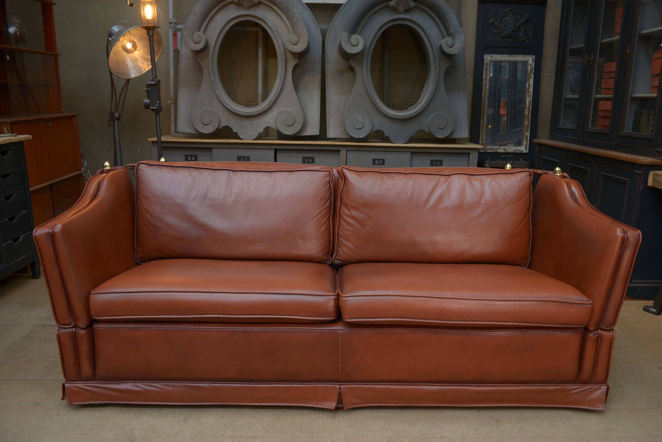 Maison Jansen leather sofa, France, 1970s