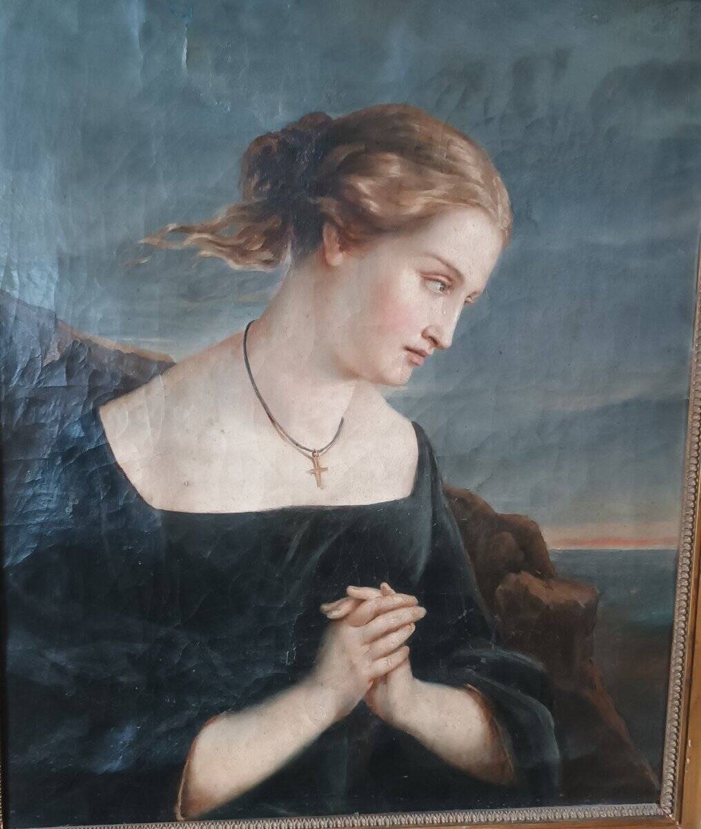 Tableau Ancien Portrait Féminin Du 19ème Siècle