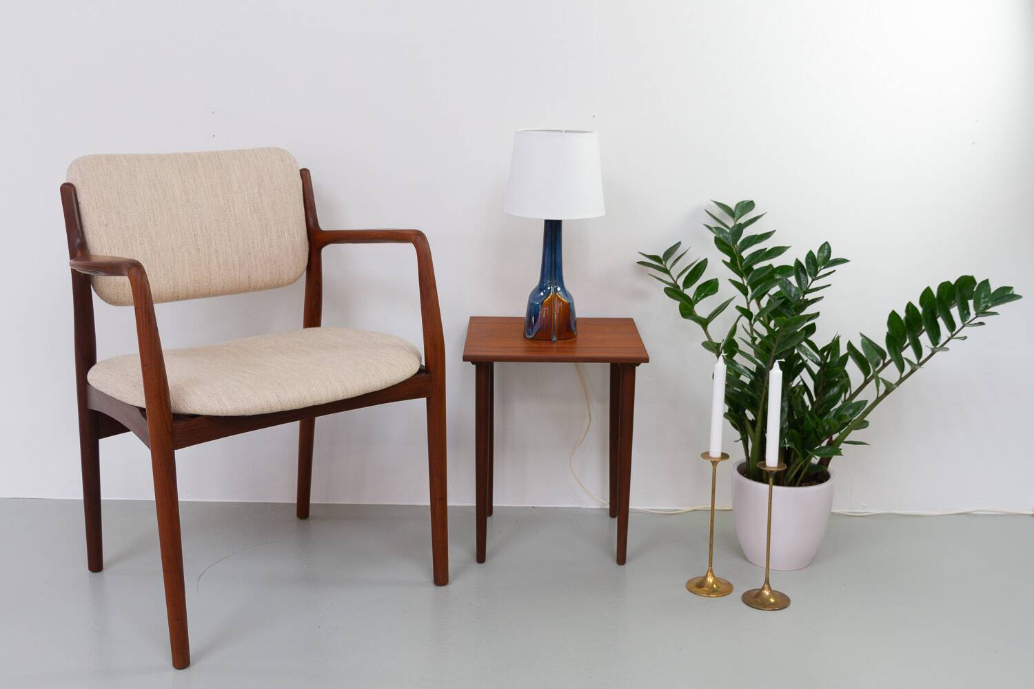 Danish Modern Blue and Brown Ceramic Table Lamp by E. Johansen for Søholm, 1960s