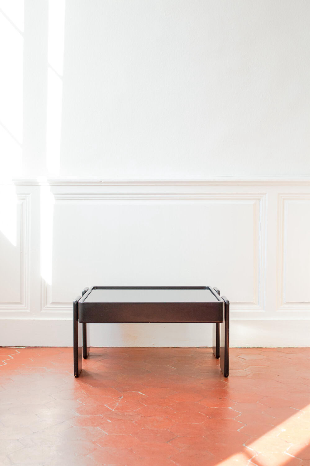 Vintage coffee table by Gianfranco Frattini for Cassina, grey lacquered beech.