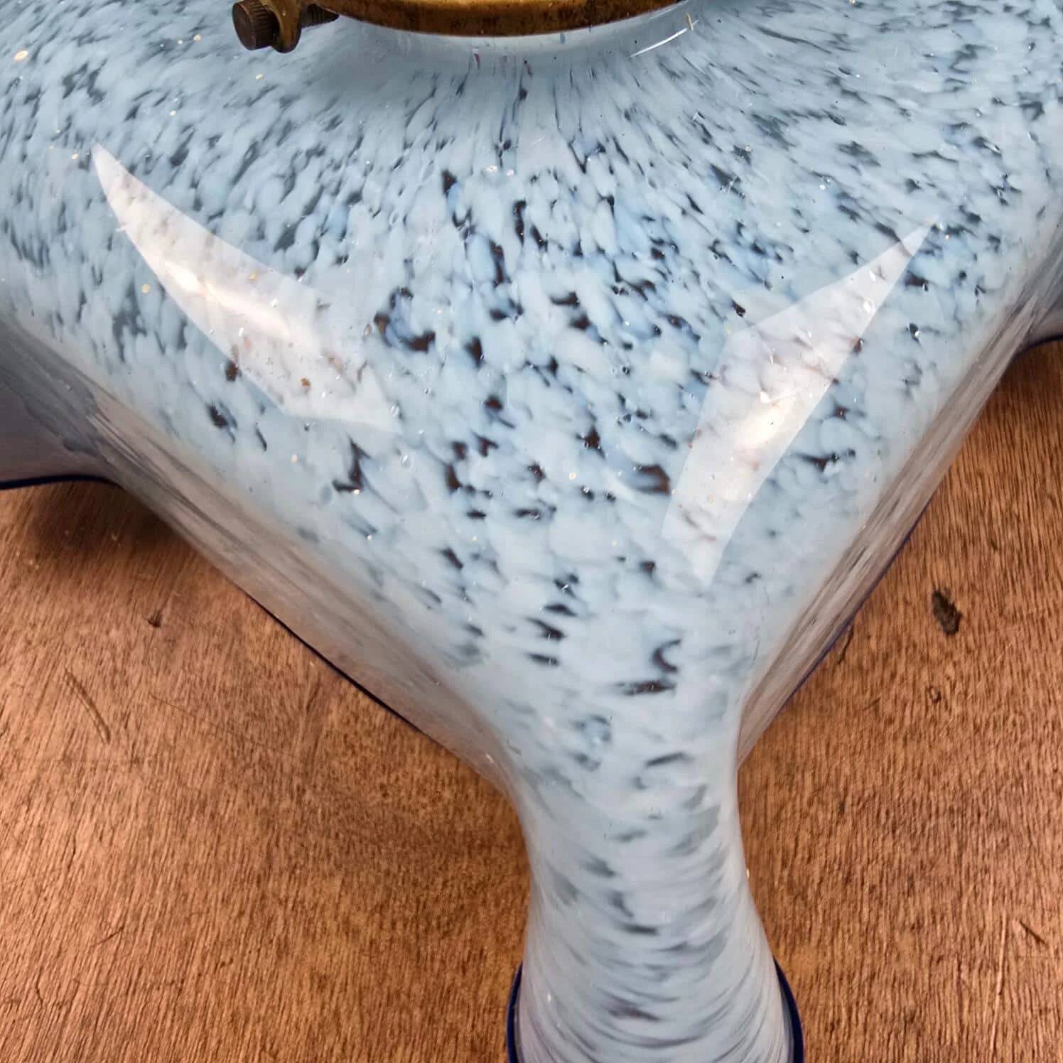Antique blue speckled glass suspension in the style of Clichy – Draped shape