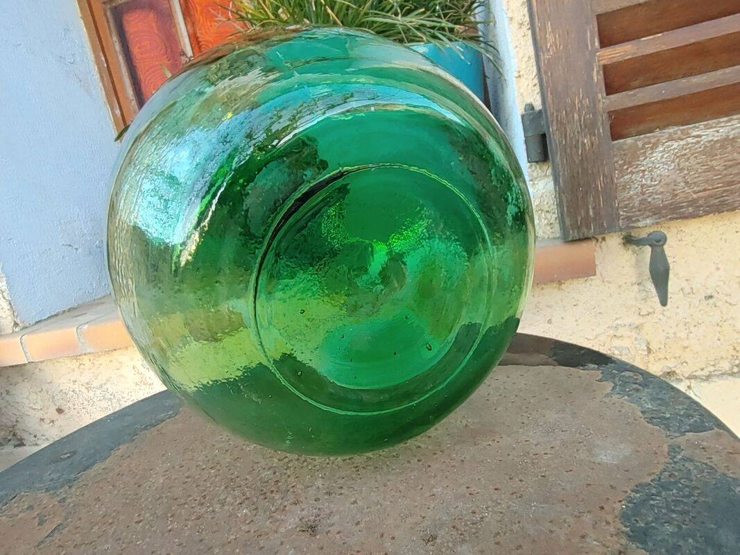 Grosse Bonbonne - Old Dame Jeanne with large neck, bubbled glass - 15 liters
