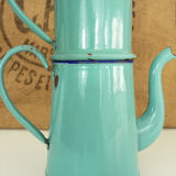 Old coffee maker in pastel blue enamelled sheet