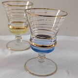 7 multicoloured stemmed glasses from the 1950s