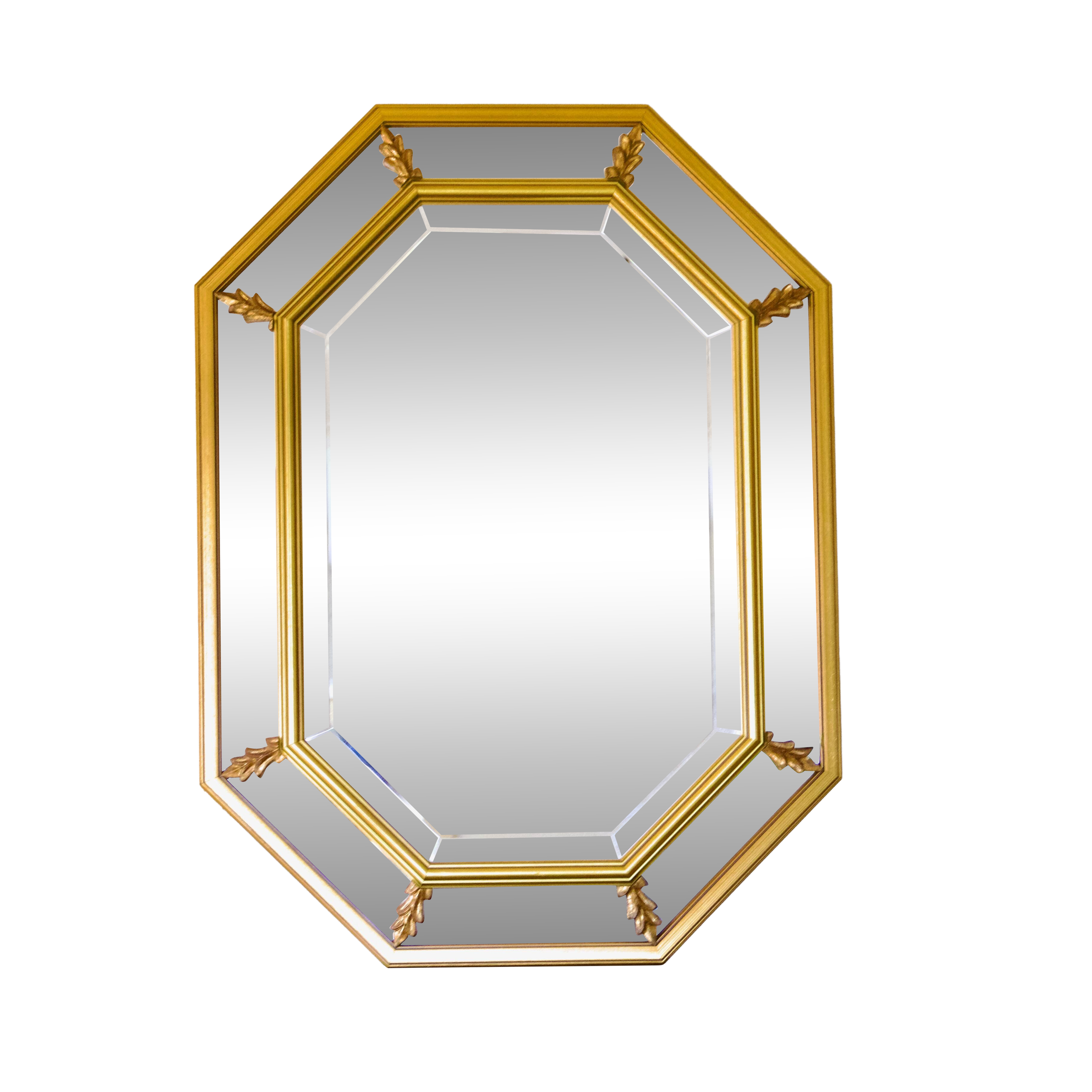 Large beveled, neoclassical mirror with gilded wood edges
