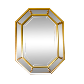 Large bevelled neoclassical mirror with wooden gilding.