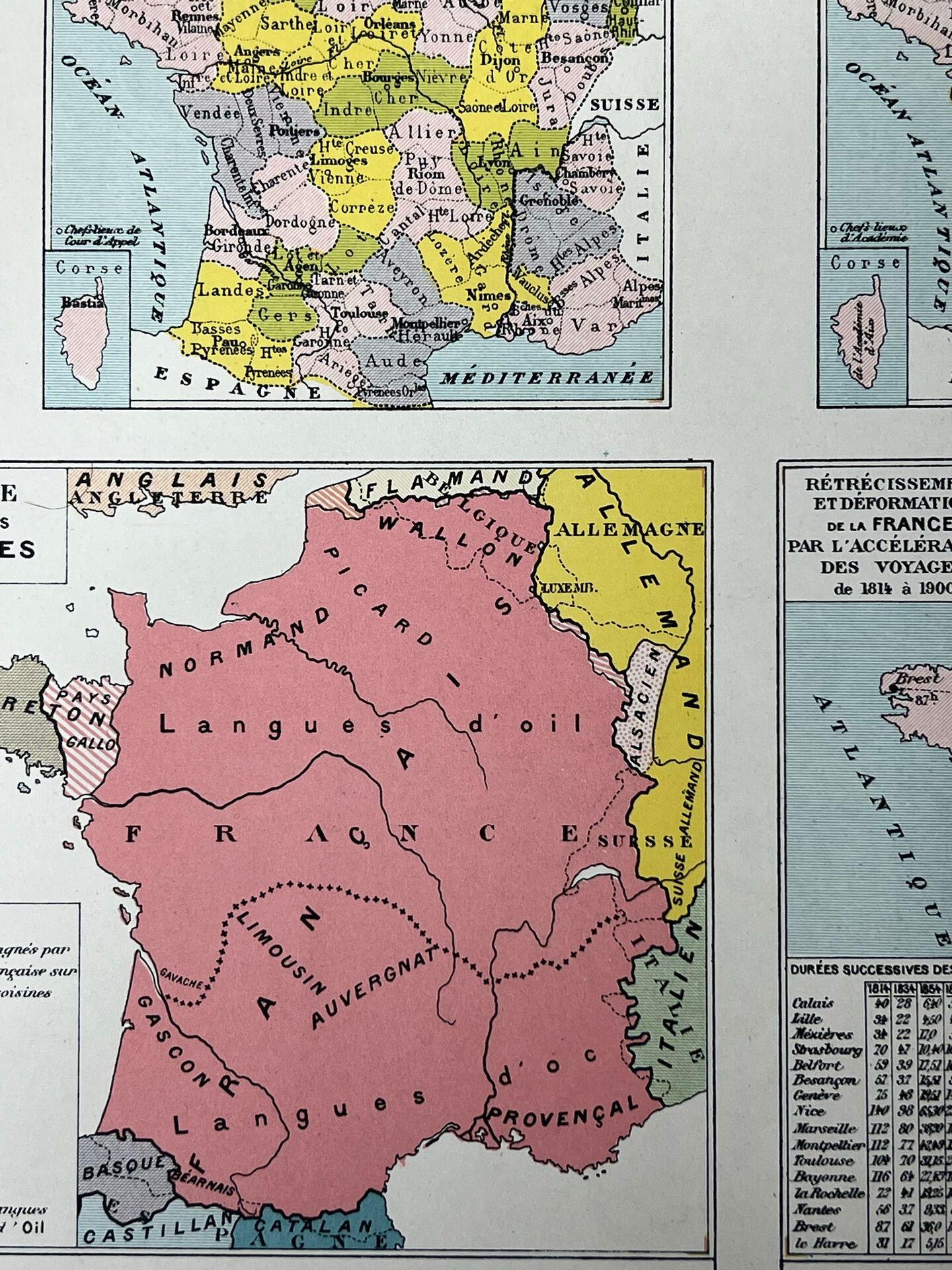 Map sheet - France, population and divisions - 27x37cm - 1