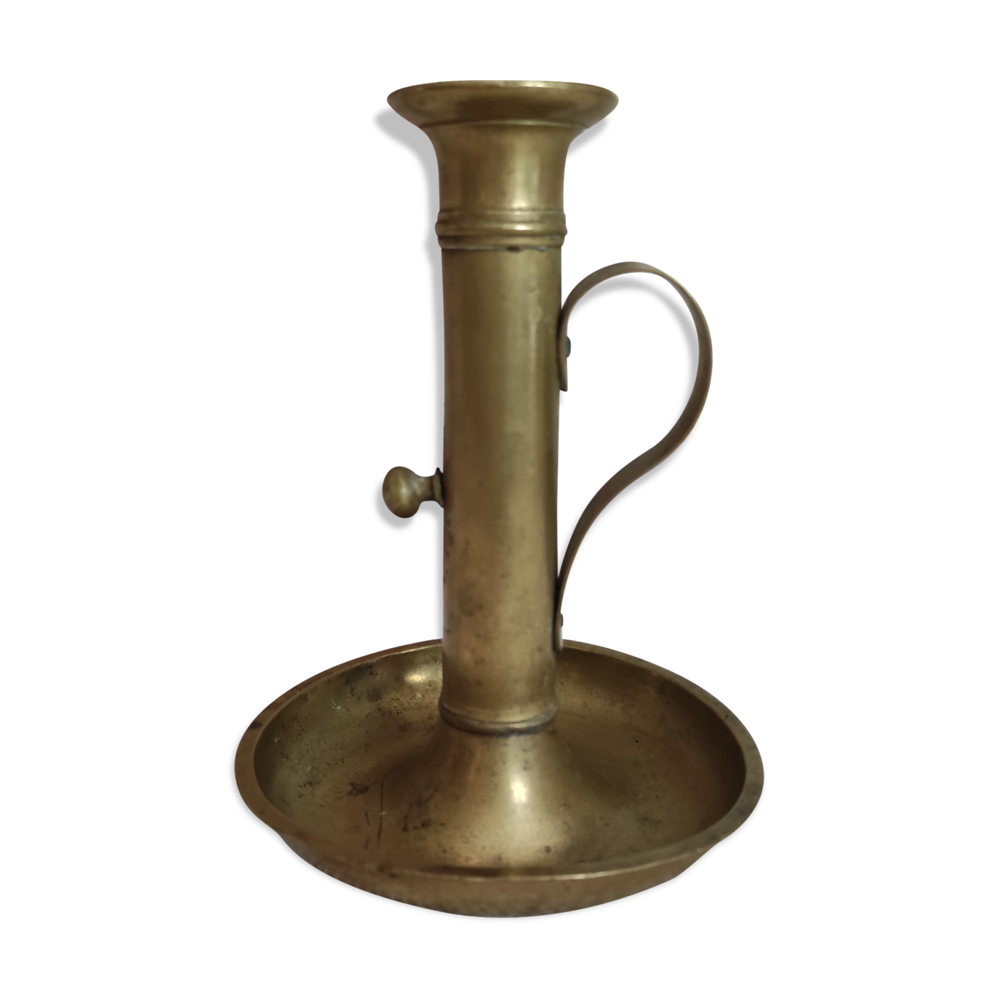Brass push candle holder high handle